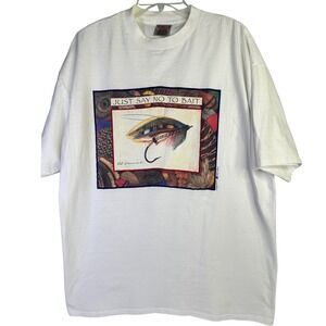 Oneita Graphic T-Shirt Mens XXL "Just Say No To Bait" Fly Fishing Vintage 90's